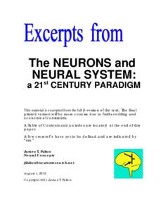 The NEURONS and NEURAL SYSTEM: st  a 21 CENTURY PARADIGM