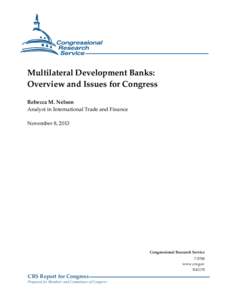 Multilateral Development Banks: Overview and Issues for Congress