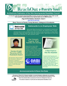 An Electronic Publication of the Ohio Developmental Disabilities Council It is the policy of the Ohio Developmental Disabilities Council to use person-ﬁrst language in items written by staff. Items reprinted or quoted 