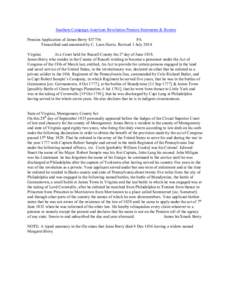 Southern Campaign American Revolution Pension Statements & Rosters Pension Application of James Berry S37756 PA Transcribed and annotated by C. Leon Harris. Revised 1 July[removed]Virginia At a Court held for Russell Count