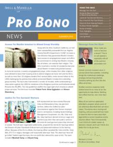 INSIDE THIS ISSUE Message from the Chair............................... 1 Pro Bono NEWS