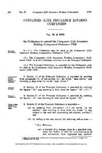 COMPANIES (LIFE INSURANCE HOLDING COMPANIES) No. 29 of[removed]An Ordinance to amend the Companies (Life Insurance