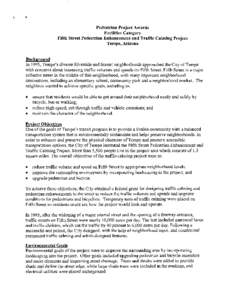 Pedestrian Project Awards Facilities Category Fifth Street Pedestrian Enhancement and Traffic Calming Project Tempe, Arizona  Background