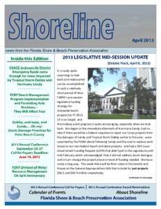 news from the Florida Shore & Beach Preservation Association (Debbie Flack, April 8, 2013) It is really quite surprising to look back and realize what can be accomplished