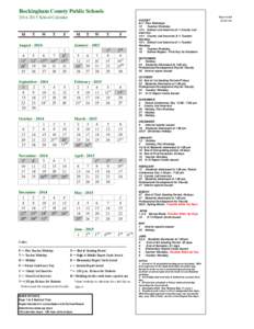 Rockingham County Public Schools[removed]School Calendar M  T