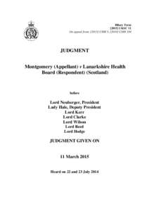 Montgomery (Appellant) v Lanarkshire Health Board (Respondent)