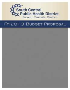 South Central Public Health District Prevent. Promote. Protect. FY-2013 Budget Proposal