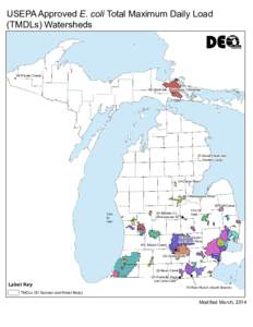 Map of Michigan E. coli TMDLs