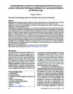 Activity limitations and factors influencing functional outcome of patients with stroke following rehabilitation at a specialised facility in the Western Cape