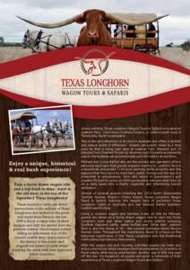 Award winning Texas Longhorn Wagon Tours & Safaris is located at Leahton Park, 10km from Charters Towers, or 140km south west of Townsville, North Queensland. This is the only attraction of its kind in Australia and offe