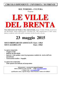 CIRCOLO DIPENDENTI UNIVERSITA’ DI FIRENZE SEZ. TURISMO – CULTURA Propone LE VILLE DEL BRENTA