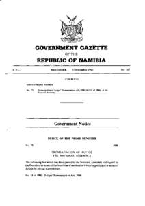 GOVERNMENT GAZETTE OF THE REPUBLIC OF NAMIBIA WINDHOEK -