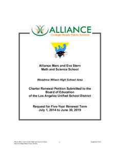 Alliance Marc and Eva Stern Math and Science School Woodrow Wilson High School Area Charter Renewal Petition Submitted to the Board of Education