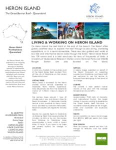 HERON ISLAND The Great Barrier Reef - Queensland LIVING & WORKING ON HERON ISLAND Heron Island Via Gladstone
