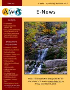 AWG.org  E-News ǀ Volume 11 ǀ November 2015 E-News Contents