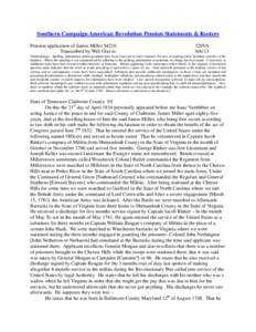 Southern Campaign American Revolution Pension Statements & Rosters Pension application of James Miller S4210 Transcribed by Will Graves f20VA[removed]