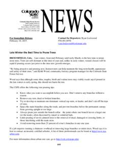 Colorado State Forest Service 5060 Campus Delivery Colorado State University Fort Collins, CO; FAXhttp://csfs.colostate.edu/