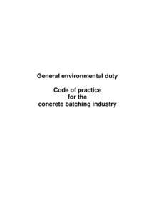 Code of practice for the concrete batching industry EM1305