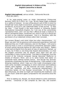 PICA Vol.5 Page 73  English International: A History of the English Concertina in Sound ALLAN ATLAS English International, various artists. Folksounds Records