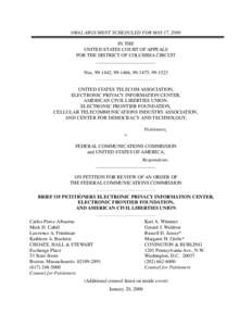 ORAL ARGUMENT SCHEDULED FOR MAY 17, 2000 IN THE UNITED STATES COURT OF APPEALS FOR THE DISTRICT OF COLUMBIA CIRCUIT  Nos, , , 