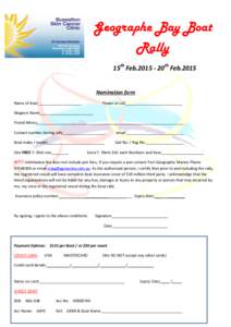 Geographe Bay Boat Rally 15th Feb20th Feb.2015 Nomination form Name of boat ____________________