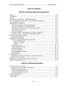 Eastern Area Mobilization Guide  Table of Contents TABLE OF CONTENTS CHAPTER 10 – Objectives, Policy and Scope of Operation