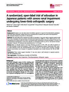A randomized, open-label trial of edoxaban in Japanese patients with severe renal impairment undergoing lower-limb orthopedic surgery