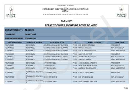 RÉPUBLIQUE DU BÉNINCOMMISSION ÉLECTORALE NATIONALE AUTONOME (CENA) -------