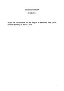 ADVANCED VERSIONDraft UN Declaration on the Rights of Peasants and Other People Working in Rural Areas