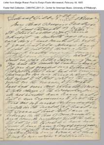 Letter from Madge Rowan Frost to Evelyn Foster Morneweck, February 18, 1922 Foster Hall Collection, CAM.FHC[removed], Center for American Music, University of Pittsburgh. Letter from Madge Rowan Frost to Evelyn Foster Mo