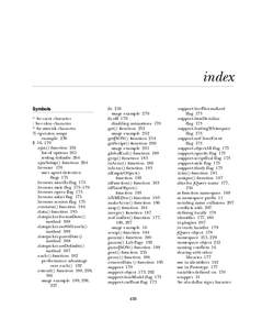 index Symbols ^ See caret character : See colon character * See asterisk character % operator, usage