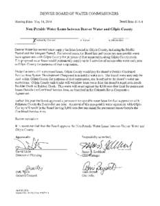 Board agenda item (May 14, 2014): Non-potable water lease between Denver Water and Gilpin County