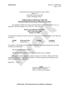 Draft NPDES Permit for the Hayden Area Regional Sewer Board Wastewater Treatment Plant near Hayden, Idaho