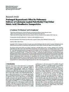 Prolonged Hypocalcemic Effect by Pulmonary Delivery of Calcitonin Loaded Poly(Methyl Vinyl Ether Maleic Acid) Bioadhesive Nanoparticles