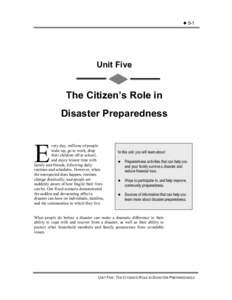 ! 5-1  Unit Five The Citizen’s Role in Disaster Preparedness