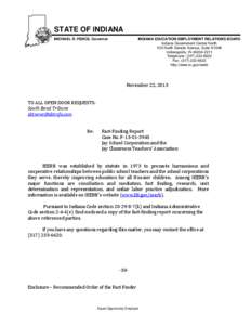 STATE OF INDIANA MICHAEL R. PENCE, Governor INDIANA EDUCATION EMPLOYMENT RELATIONS BOARD Indiana Government Center North 100 North Senate Avenue, Suite N1049