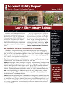 Accountability Report Results-Based Evaluation System Issued 2010–11  Lovin Elementary School