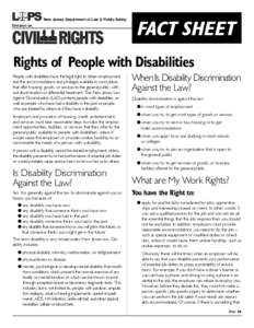 New Jersey Department of Law & Public Safety Division on FACT SHEET  Rights of People with Disabilities