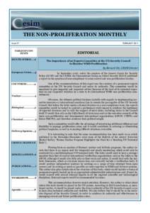 THE NON-PROLIFERATION MONTHLY Issue 57 TABLE OF CONTENTS MULTILATERAL....2