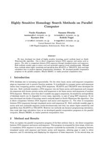 Highly Sensitive Homology Search Methods on Parallel Computer Naoko Kasahara  Ryotaro Irie 