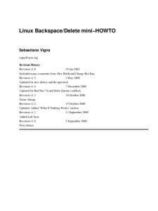 Linux Backspace/Delete mini−HOWTO  Sebastiano Vigna [removed] Revision History Revision v1.6