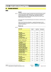 Part B - Health Facility Briefing and Planning 90 STANDARD COMPONENTS  INDEX