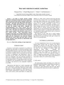 1  Boar taint reduction in smoked, cooked ham Tørngren M.A. 1, Claudi-Magnussen C. 2, Støier S 1 and Kristensen L. 1 1