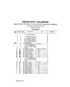 EXECUTIVE CALENDAR PREPA.RED UNDER THE DIRECTION OF FELTON M. JOHNSTON, SECRETARY OF THE BEN.A.TB By LAB.BY