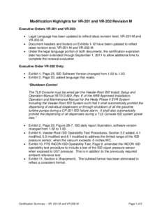 Microsoft Word - Final Modification Highlights VR-201-M and VR-202-M[removed]doc