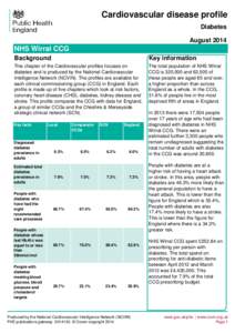 Cardiovascular disease profile Diabetes August 2014 NHS Wirral CCG Background