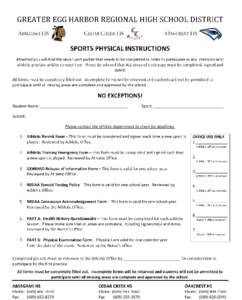 OAKCREST/ABSEGAMI/CEDAR CREEK HIGH SCHOOLS  ATHLETIC PERMIT FORM Please fill in all blank spaces on all pages of this form as it is retained in two separate offices.