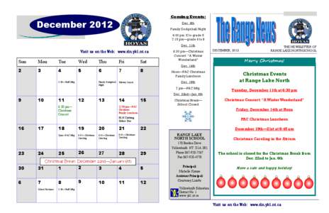 Coming Events:  December 2012 Dec. 6th Family Dodgeball Night