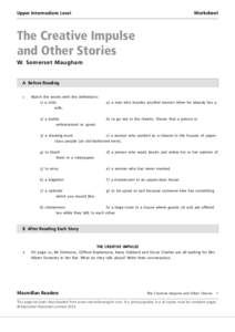 Worksheet  Upper Intermediate Level The Creative Impulse and Other Stories