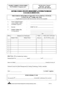 SEM III of B.Sc. Program ODD TEE – [removed]REGULAR & RE-APPEAR MARKS VERIFICATION FORM (For NCHM&CT Component only)